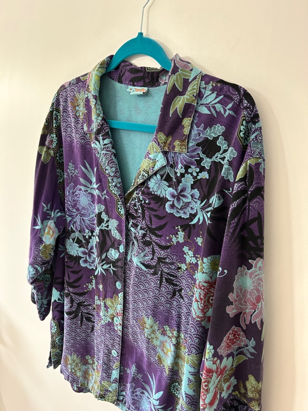 Tianello Aida Blouse Women’s M Vibrant Purple Floral Tencel Button-Up - Picture 14 of 16